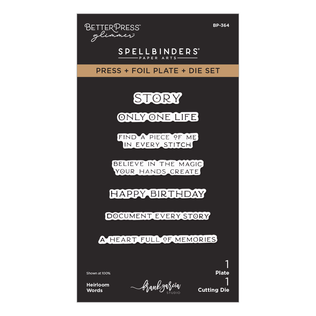 Spellbinders Heirloom Words Press + Foil Plate & Die Set by Frank Garcia