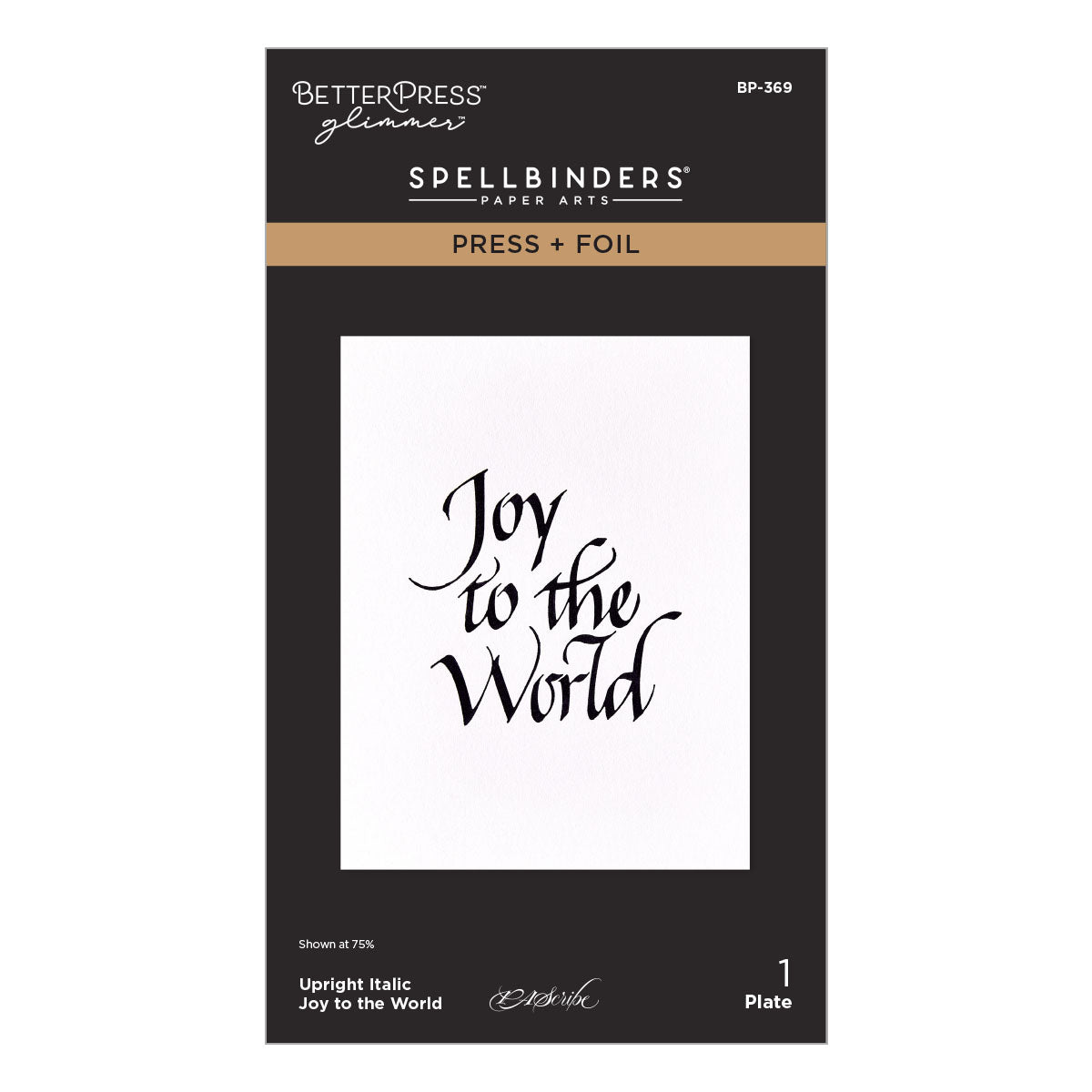 Spellbinders Upright Italic Joy to the World Press + Foil Plate by Paul Antonio BP-369