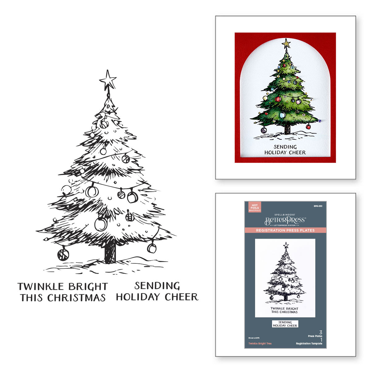 Spellbinders Twinkle Bright Tree Registration BetterPress Plates from the Wonderland Collection