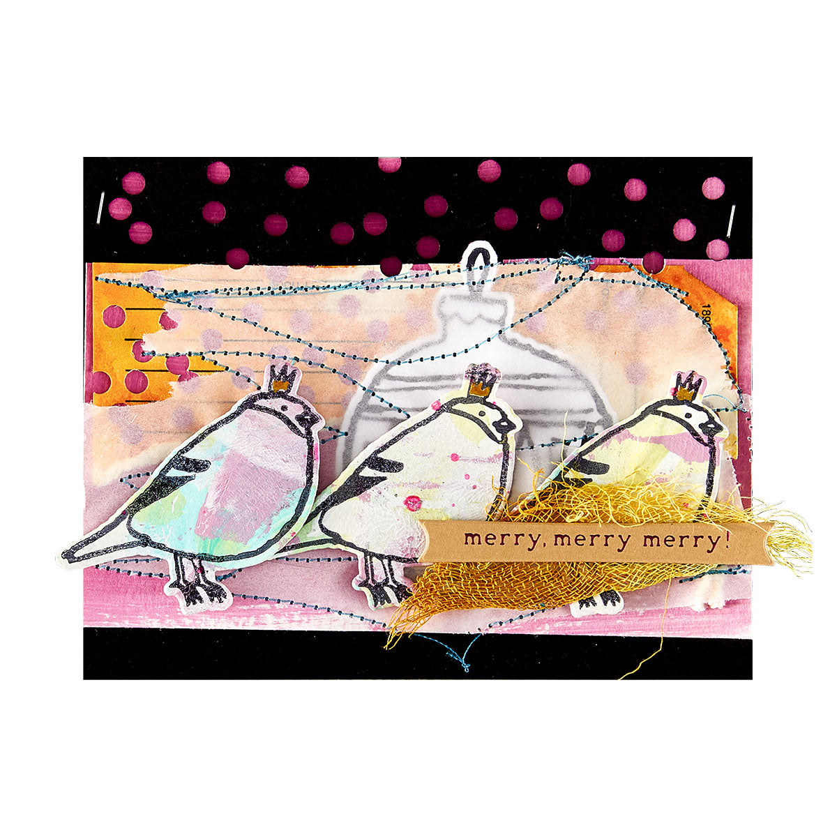 Spellbinders Merry, Merry, Merry Bird Registration Press Plate & Die Set from the Starry Holiday Collection by Dina Wakley