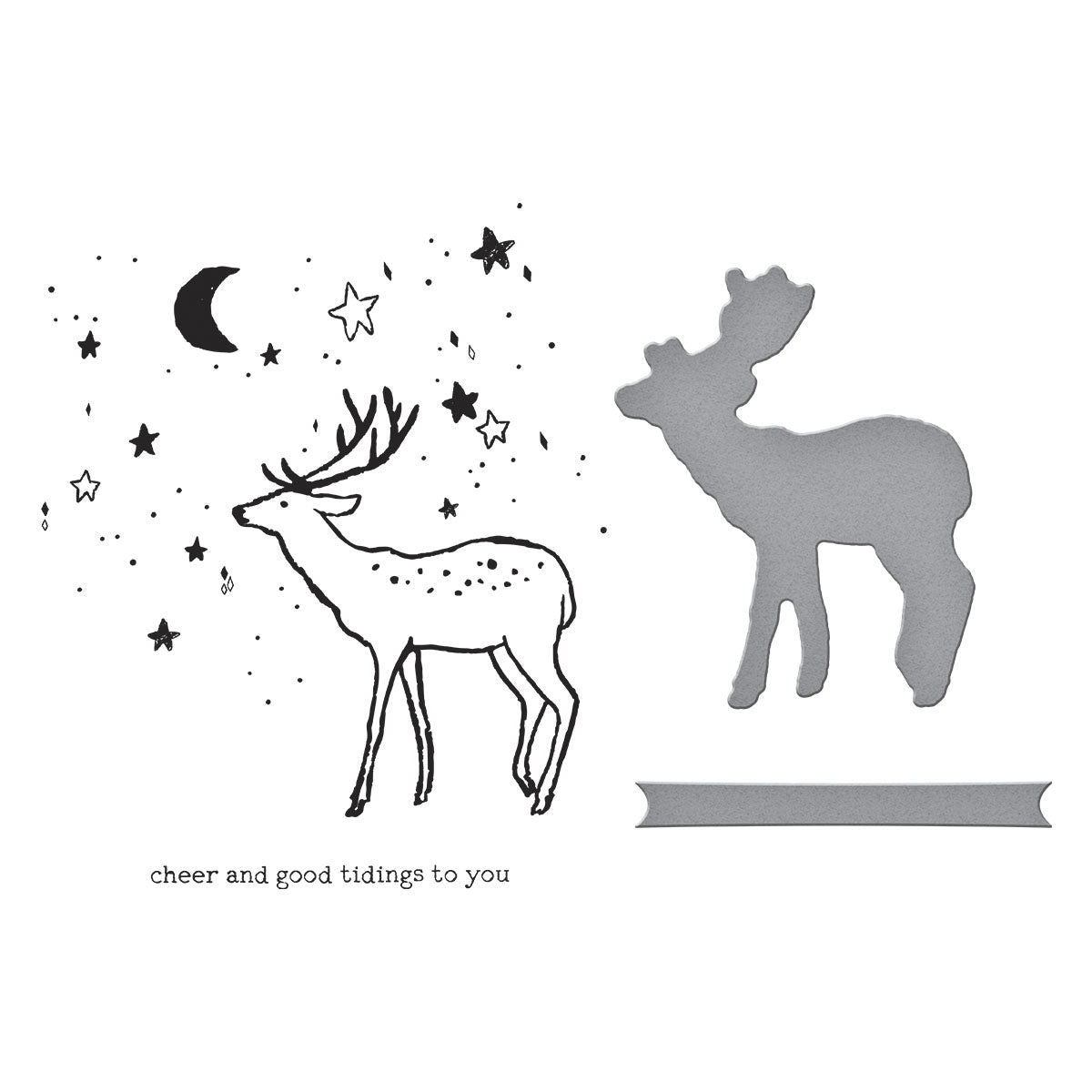 Spellbinders Cheer and Good Tidings Deer Registration Press Plate & Die Set from the Starry Holiday Collection by Dina Wakley