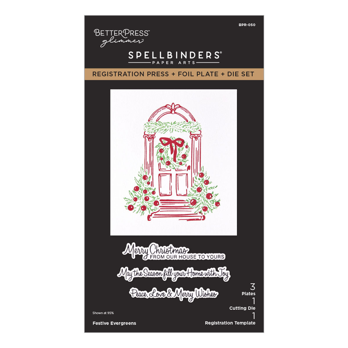 Spellbinders Festive Evergreens Registration Press + Foil Plate & Die Set