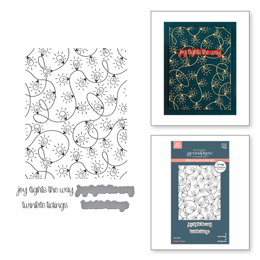 Spellbinders Exclusive Twinkle Tidings Press Plate & Die Set and Stencil Bundle - BetterPress Society October 2025