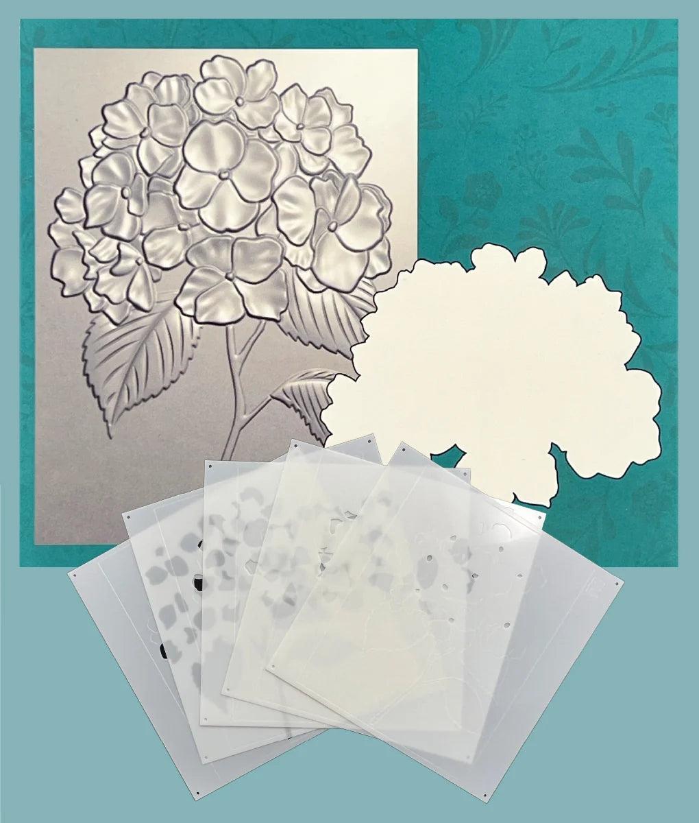 Gina K Designs Hydrangea Stem 3D Embossing Folder, Die and Stencil Bundle
