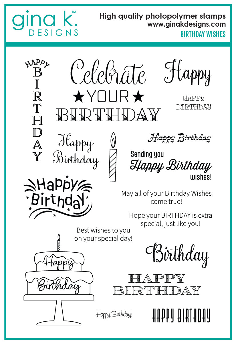 Gina K Design STAMPS- Birthday Wishes