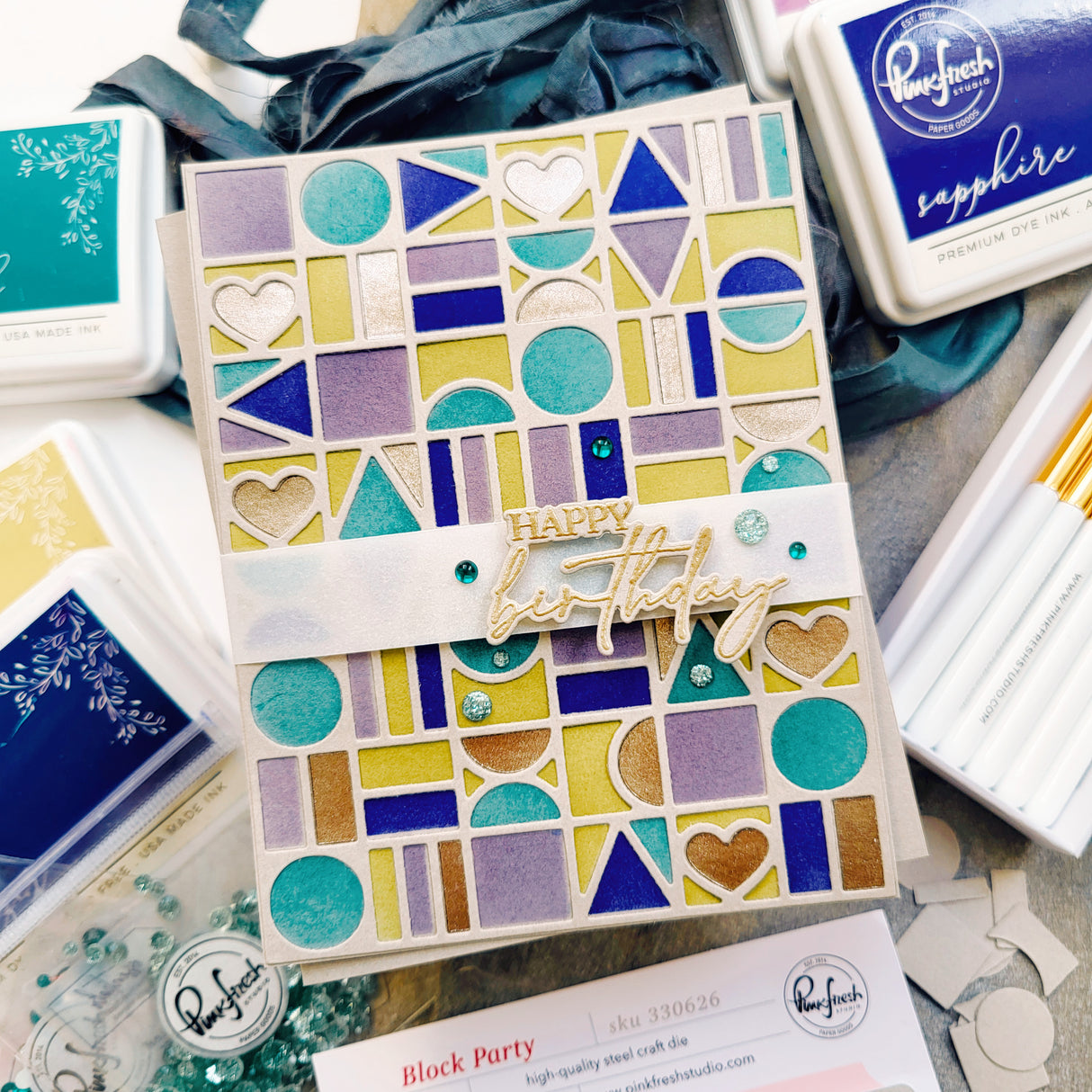 Pinkfresh Studio Block Party Coverplate Die/ Stencil Bundle