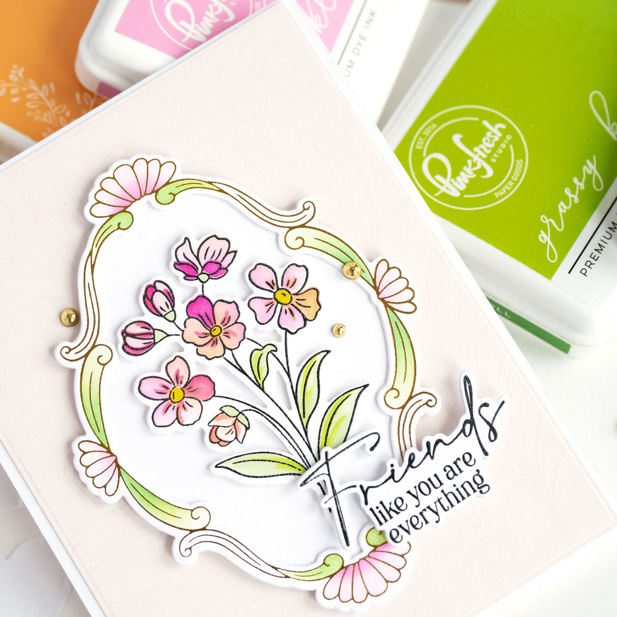 Pinkfresh Studio Blossom Medallion Stamp / Die/ Stencil Bundle