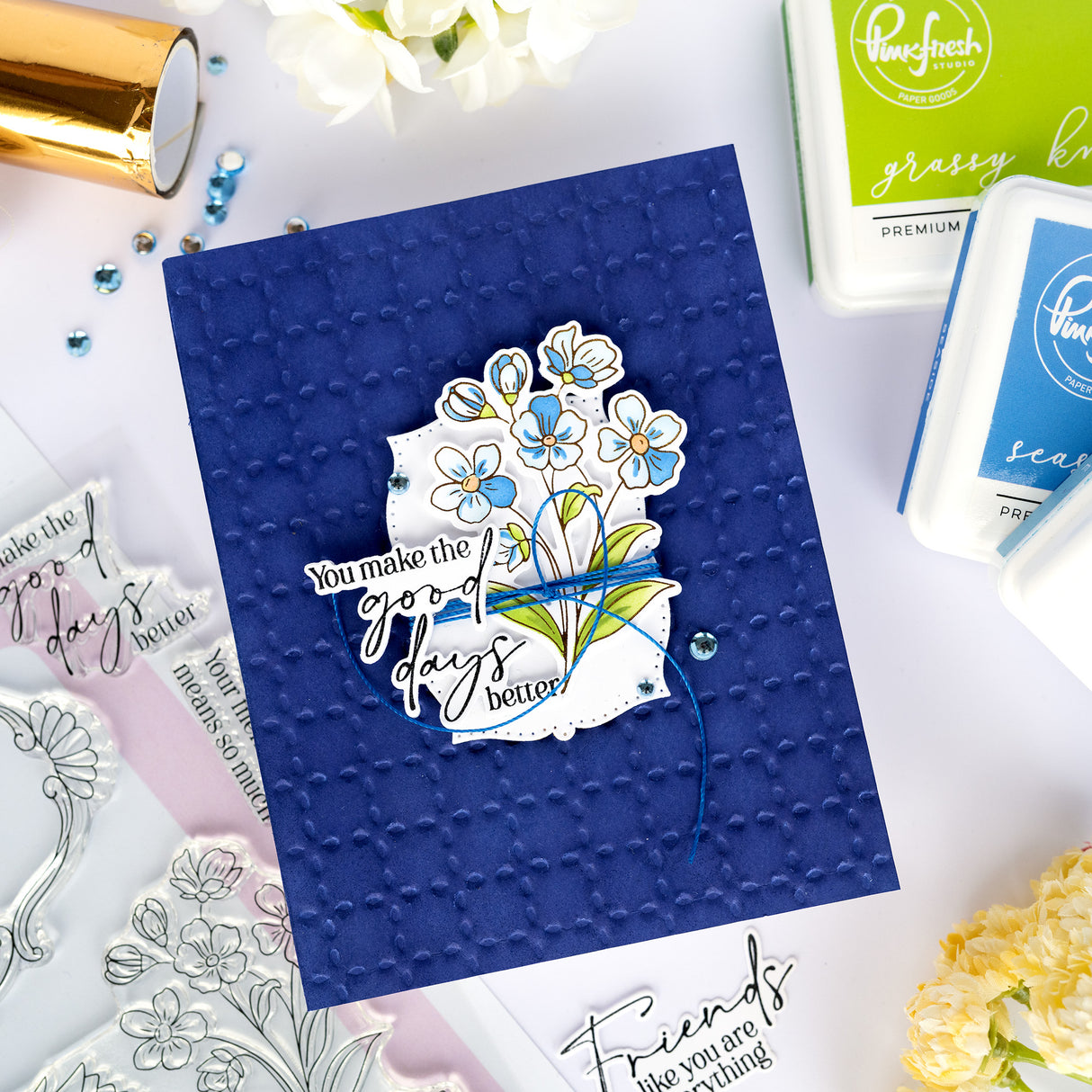 Pinkfresh Studio Blossom Medallion Stamp / Die/ Stencil Bundle
