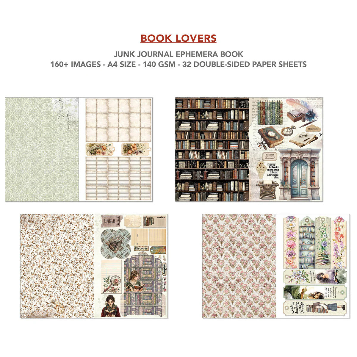 Ciao Bella Book Lovers- Junk Journal & Ephemera Book A4 32/Pkg