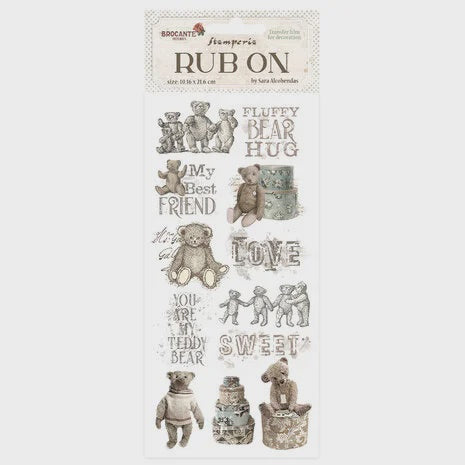 Stamperia Rub-on cm 10,16x21,6 - Brocante Antiques Teddy Bears