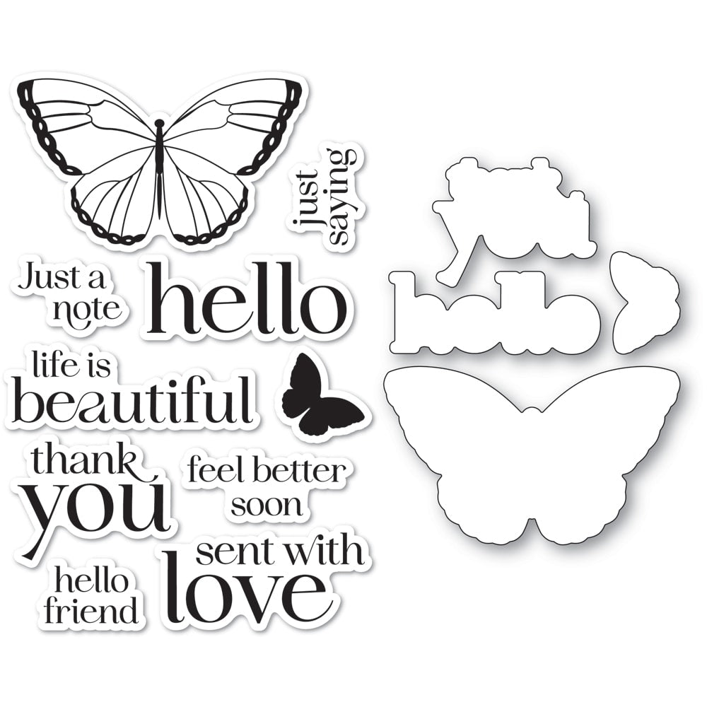 Memory Box CL5289D Hello Butterfly Stamp and Die set