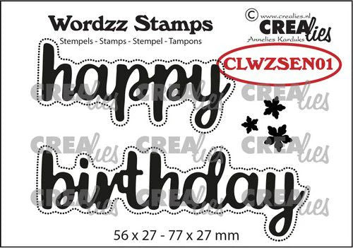 Crealies Wordzz Stamps English No. 1 Happy Birthday (CLWZSEN01)