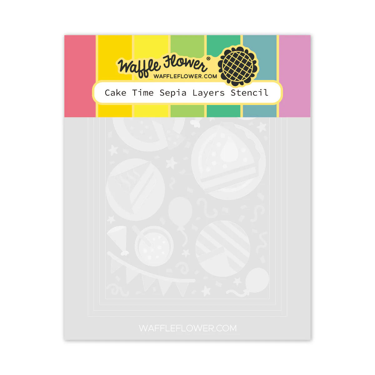 Waffle Flower Cake Time Sepia Layers Stencil