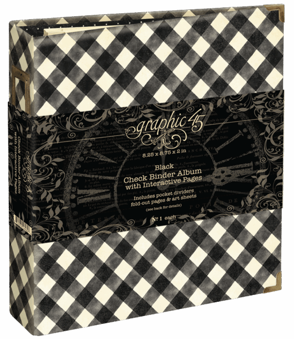 Graphic 45 Check Binder Album with Interactive Pages — Black - 4503316