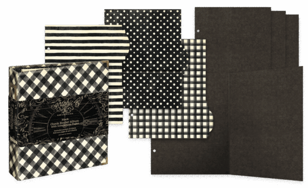 Graphic 45 Check Binder Album with Interactive Pages — Black - 4503316