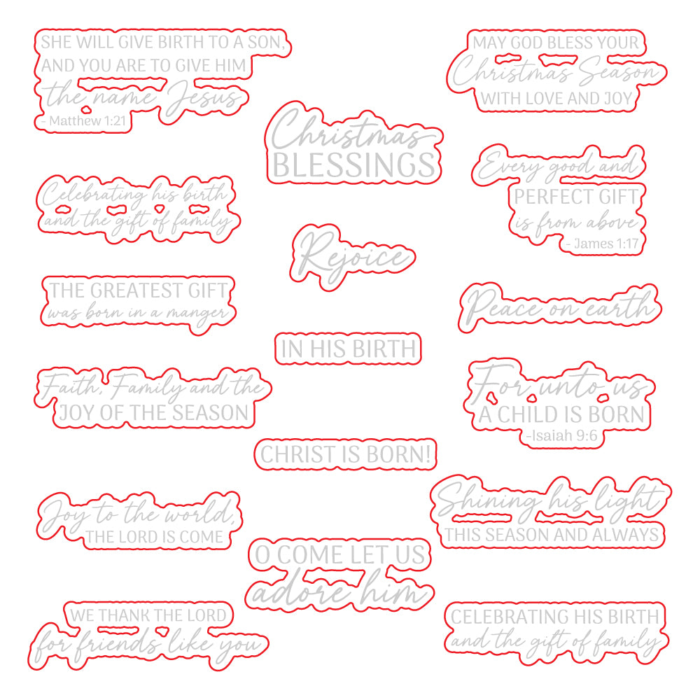 Honey Bee Stamps Christmas Blessings - 4"x 6" Stamp Set / Die Bundle