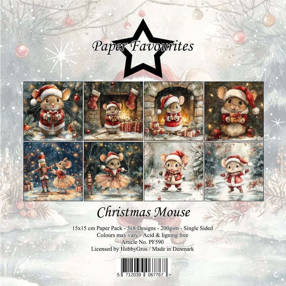 Paper Favourites Christmas Mouse 6 x 6 Inch Paper Pack - PF590