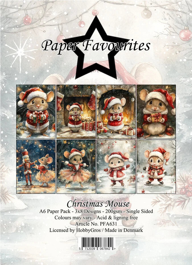Paper Favourites Christmas Mouse A6 Paper Pack - PFA631