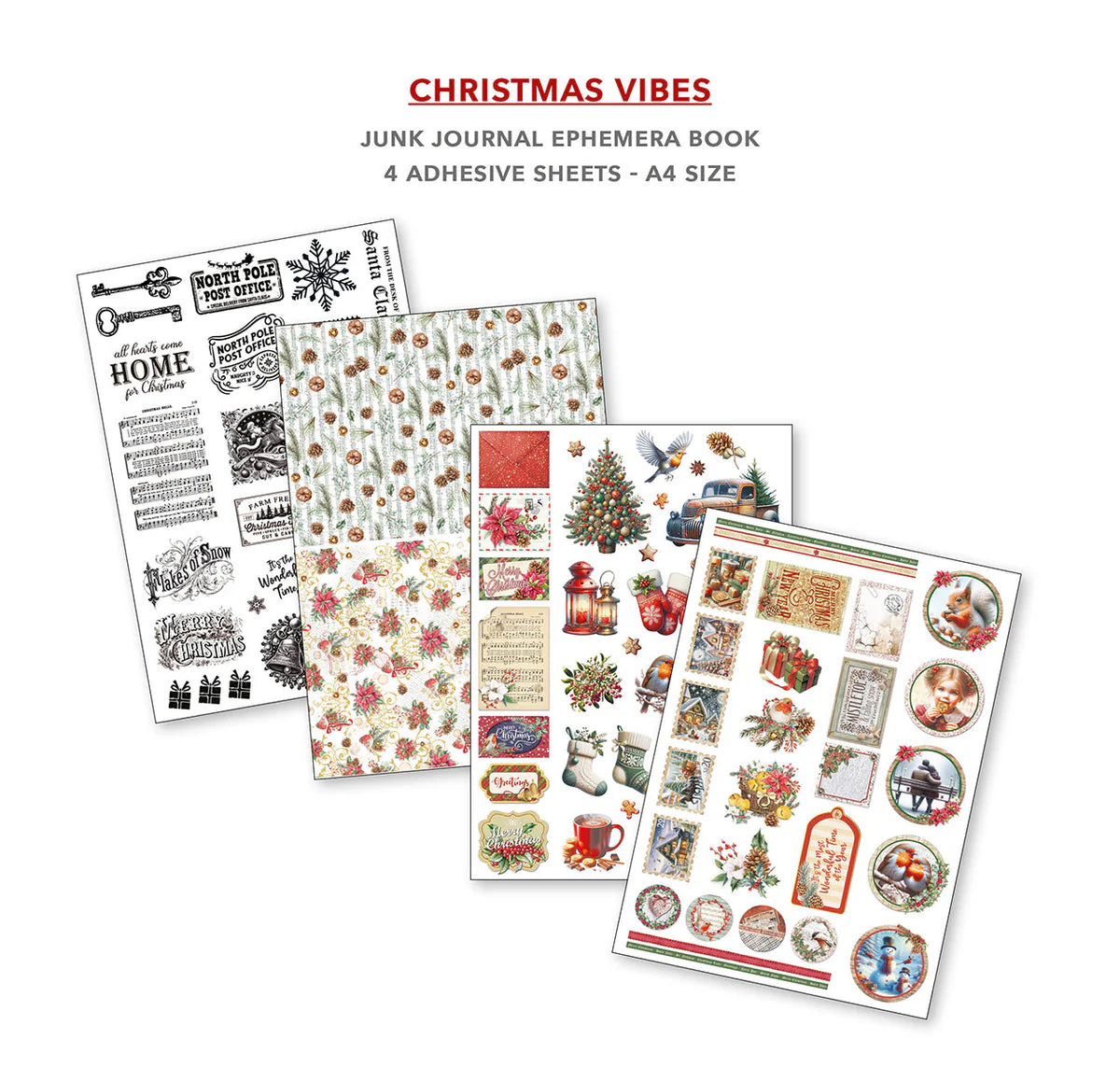 Ciao Bella Christmas Vibes Junk Journal & Ephemera Book A4 32/pkg