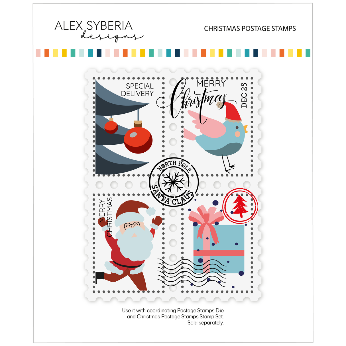 Alex Syberia Designs Christmas Postage Stamps Stencil Set