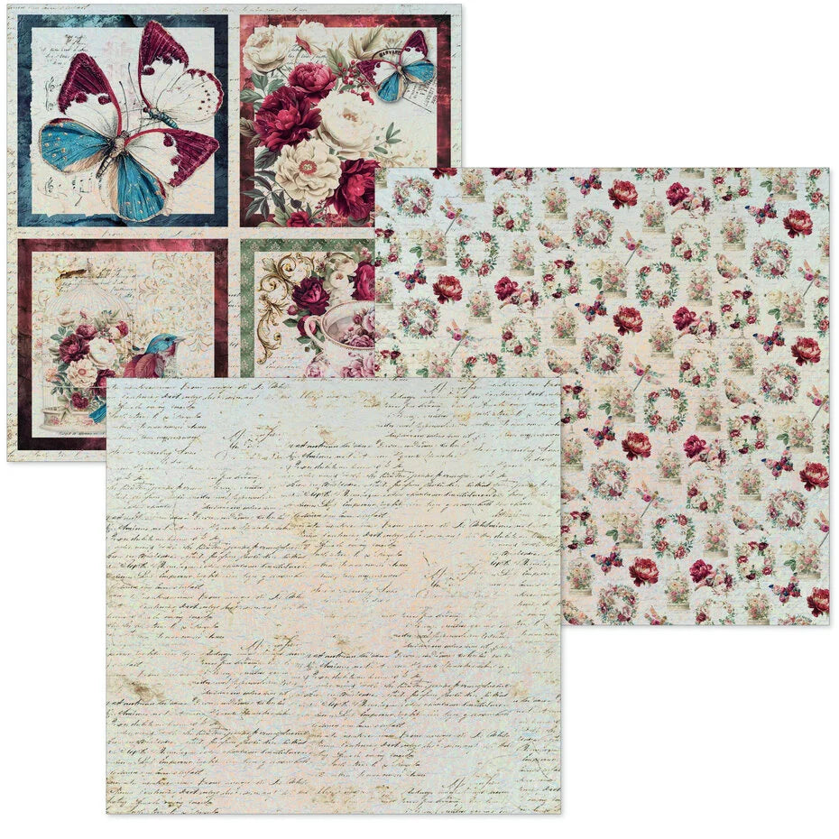 Ciao Bella Bohemian Burgundy 6x6 Inch Deluxe Paper Silver & Vellum Dual Pack Mixed (6pcs) - CBXQ012