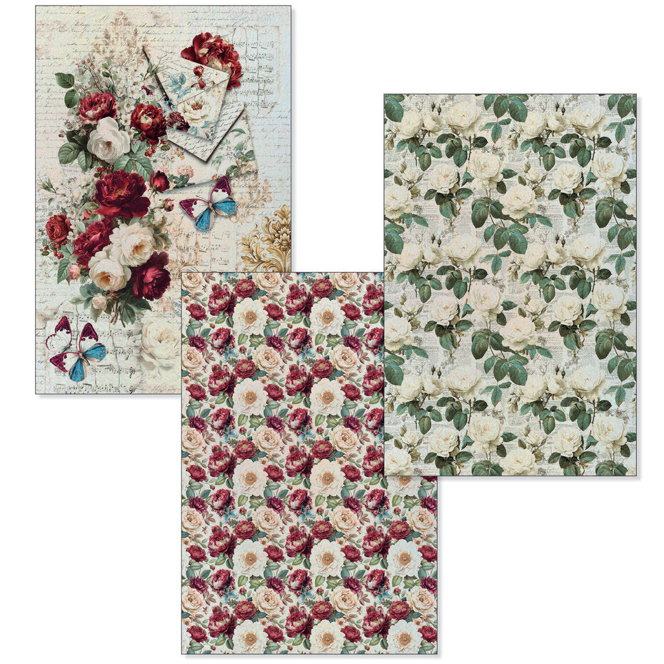 Ciao Bella Bohemian Burgundy A4 Deluxe Paper Silver & Vellum Dual Pack Mixed (6pcs) - CBX012