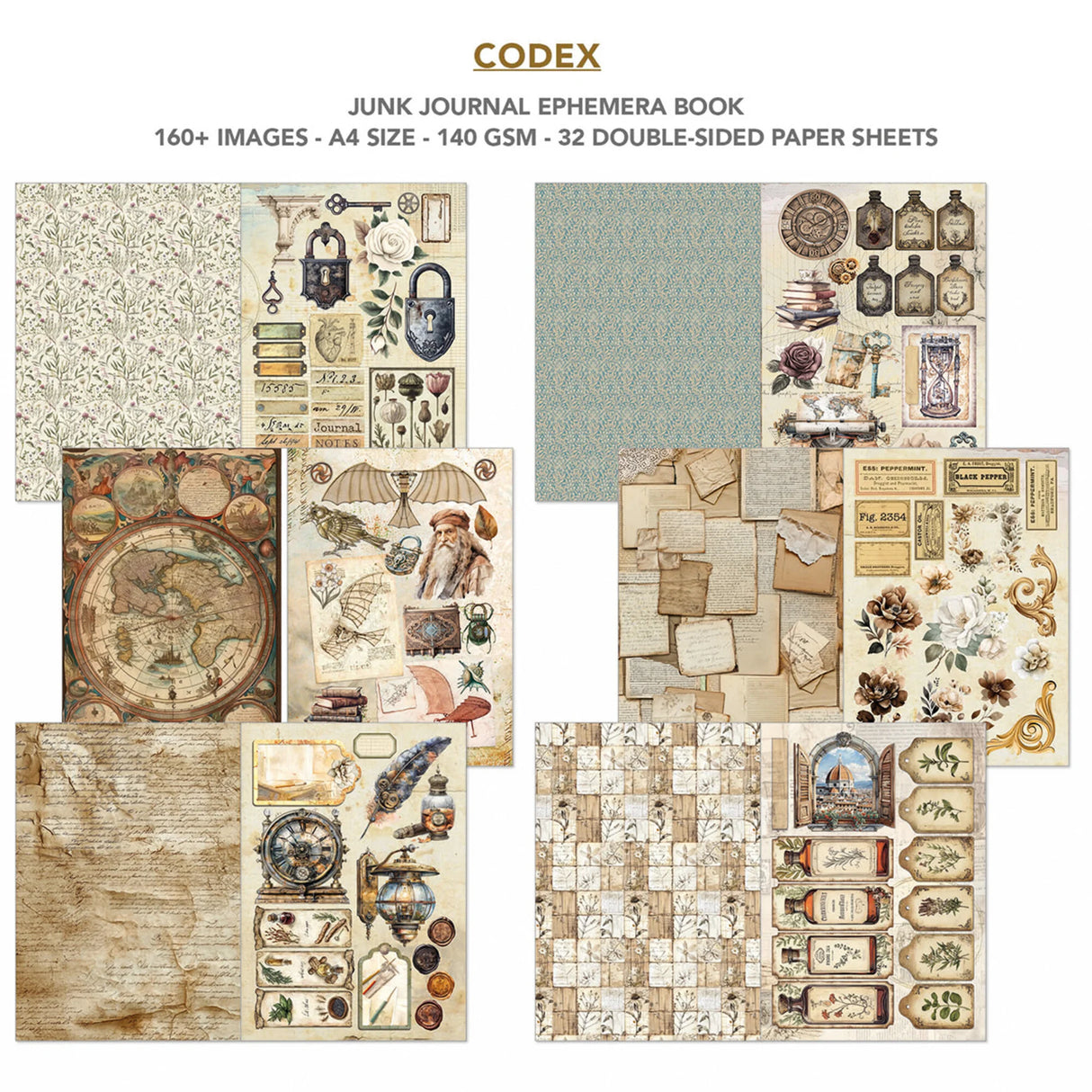 Ciao Bella Codex A4 Junk Journal Ephemera Book (32pcs) (CBB008)