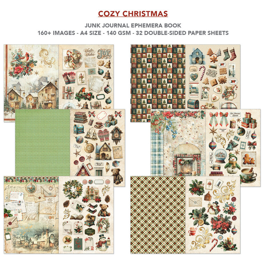 Ciao Bella Cozy Christmas A4 Junk Journal Ephemera Book (32pcs) - CBB031