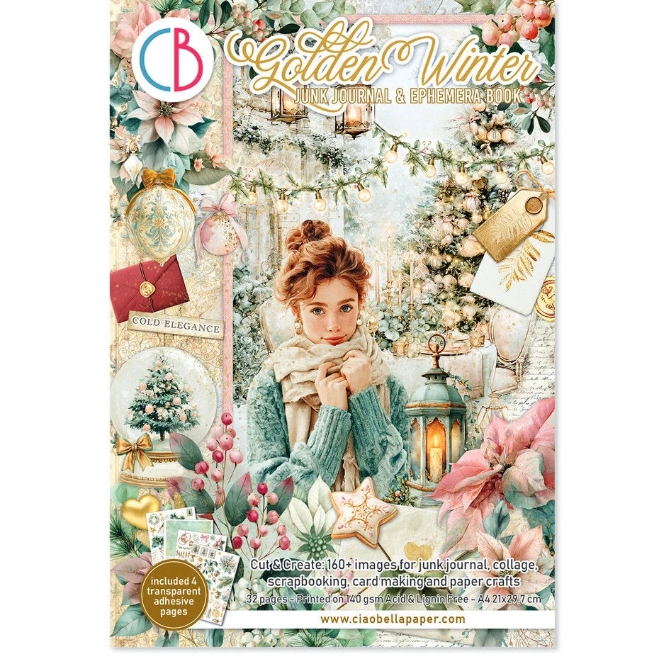 Ciao Bella Golden Winter A4 Junk Journal Ephemera Book (32pcs) - CBB032