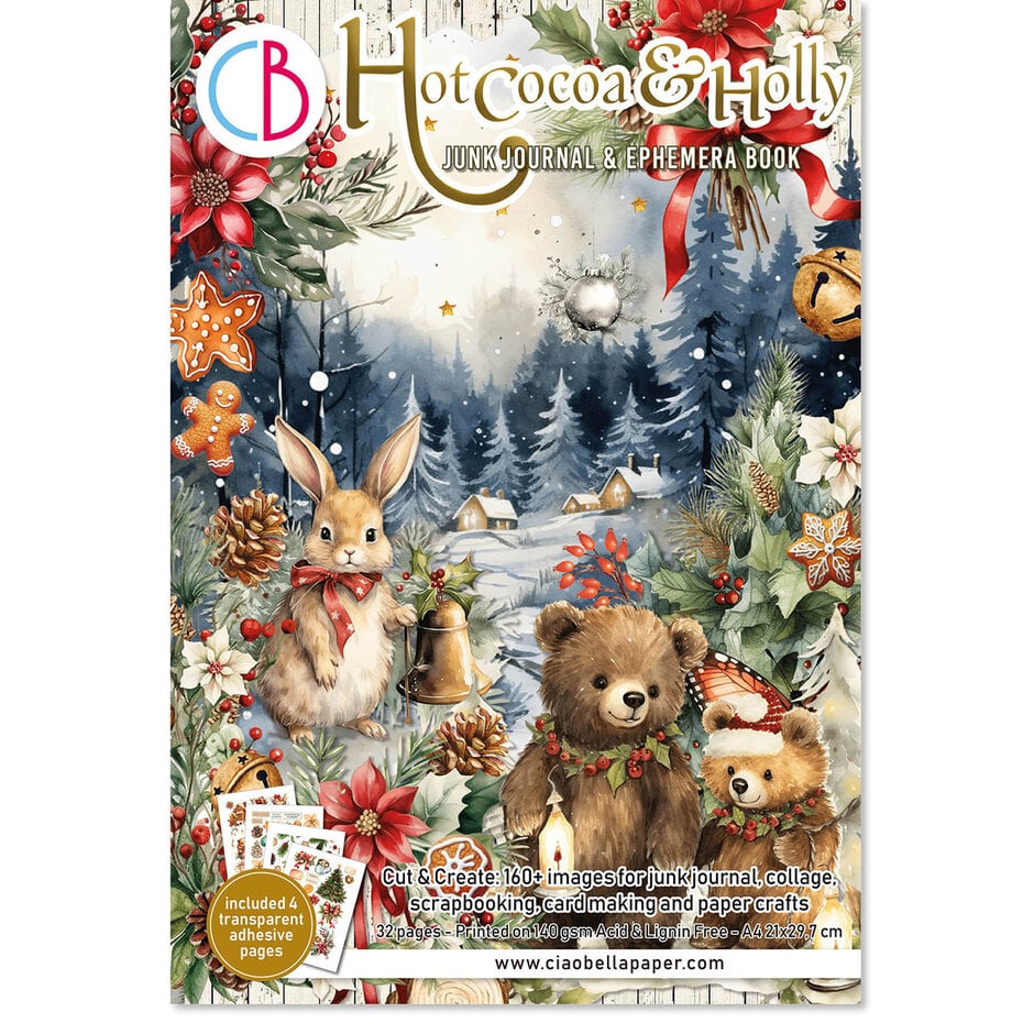 Ciao Bella Hot Cocoa & Holly A4 Junk Journal Ephemera Book (32pcs) (CBB015)
