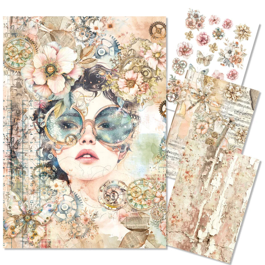 Ciao Bella Lost in Time A4 Mixed Media Rice Paper (4pcs) MF007