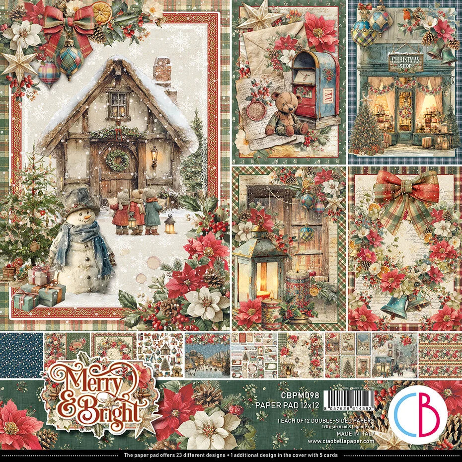 Ciao Bella Merry & Bright 12x12 Inch Paper Pad (12pcs) - CBPM098