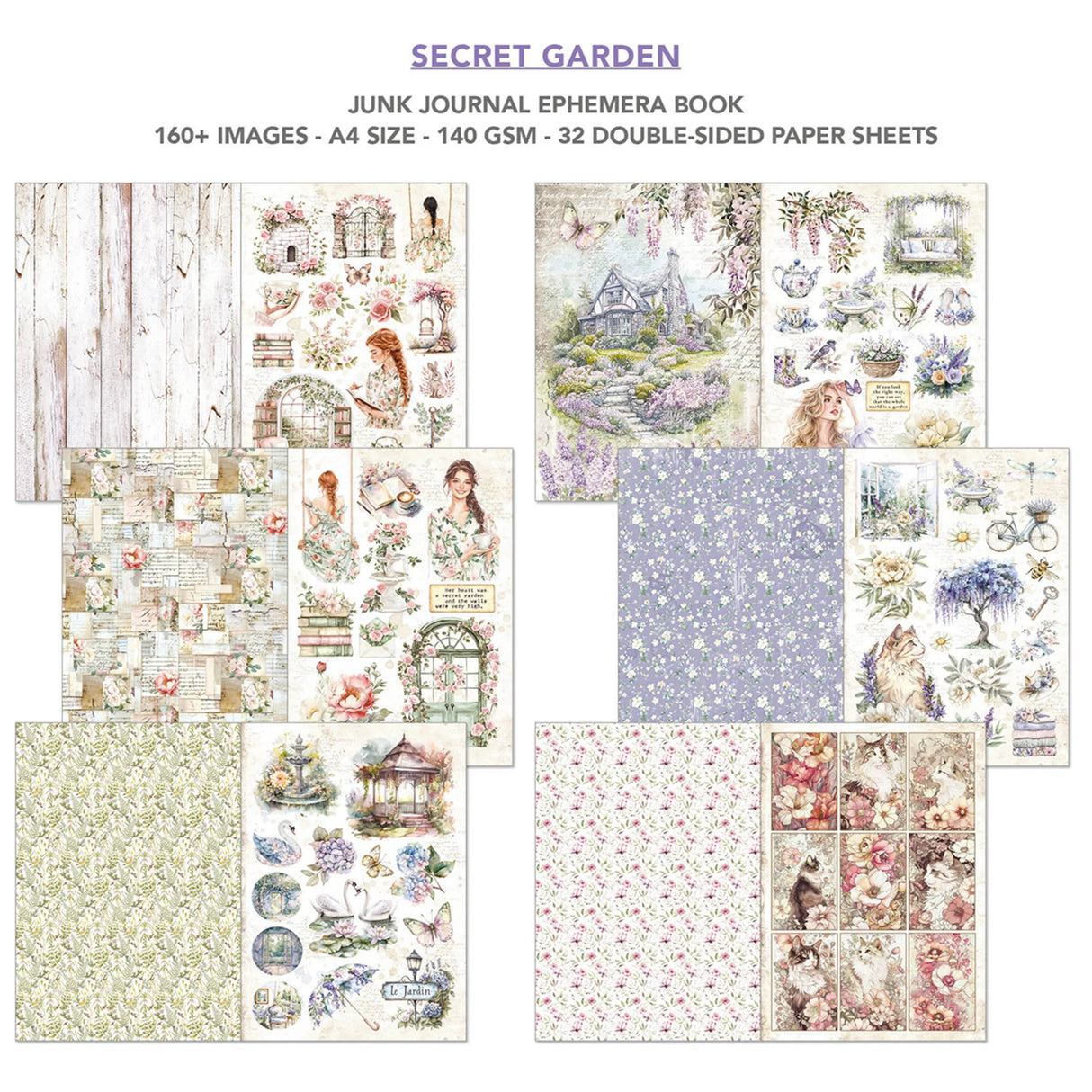 Ciao Bella Secret Garden A4 Junk Journal Ephemera Book (32pcs) (CBB007)
