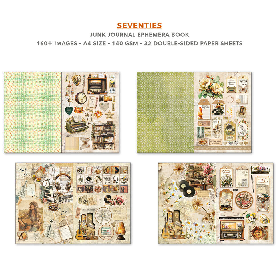 Ciao Bella Seventies A4 Junk Journal Ephemera Book (32pcs)CBB027