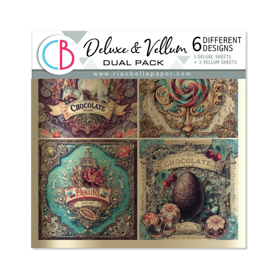 Ciao Bella The Chocolate Factory 6x6 Inch Deluxe Paper Silver & Vellum Dual Pack Mixed (6pcs) - CBXQ013