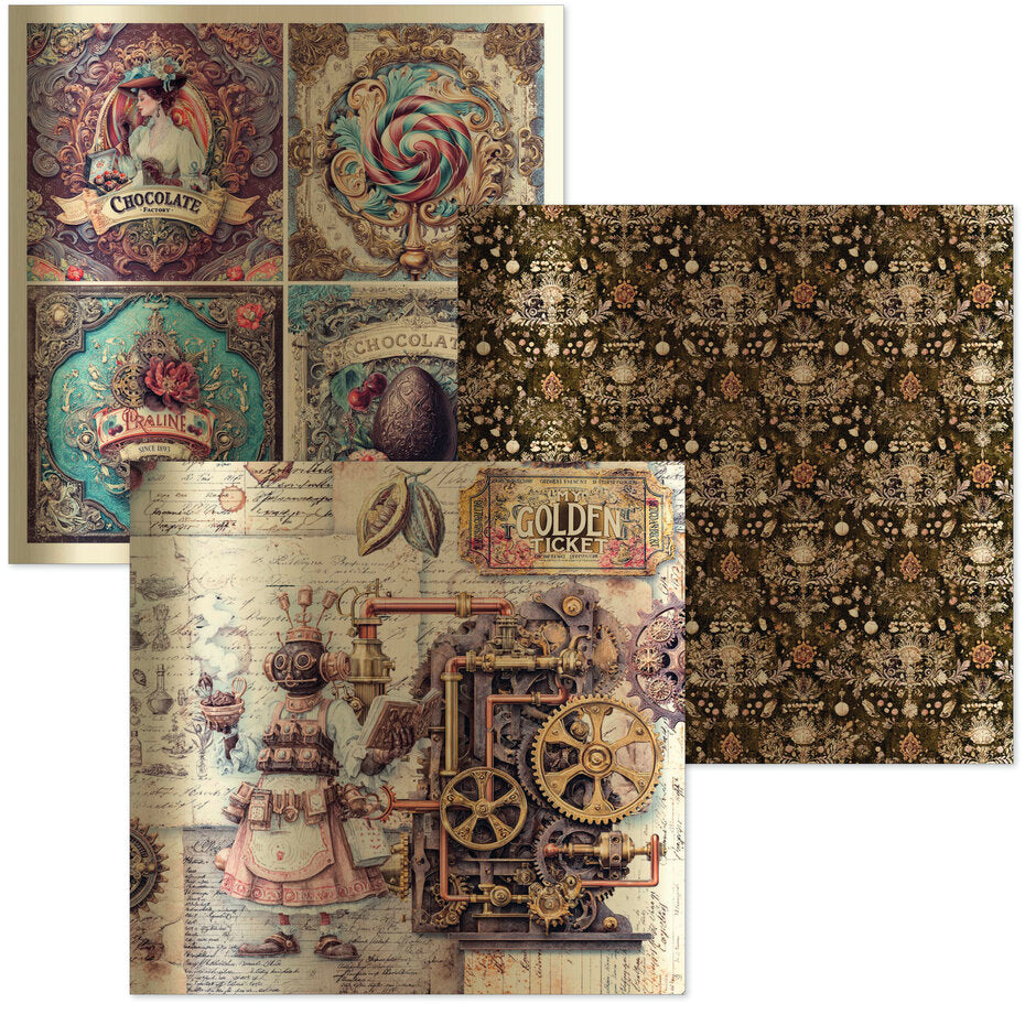 Ciao Bella The Chocolate Factory 6x6 Inch Deluxe Paper Silver & Vellum Dual Pack Mixed (6pcs) - CBXQ013