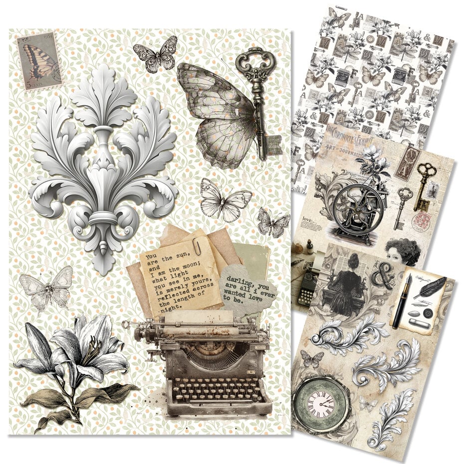 Ciao Bella Typographic A4 Rice Paper Mixed (CBRA011)