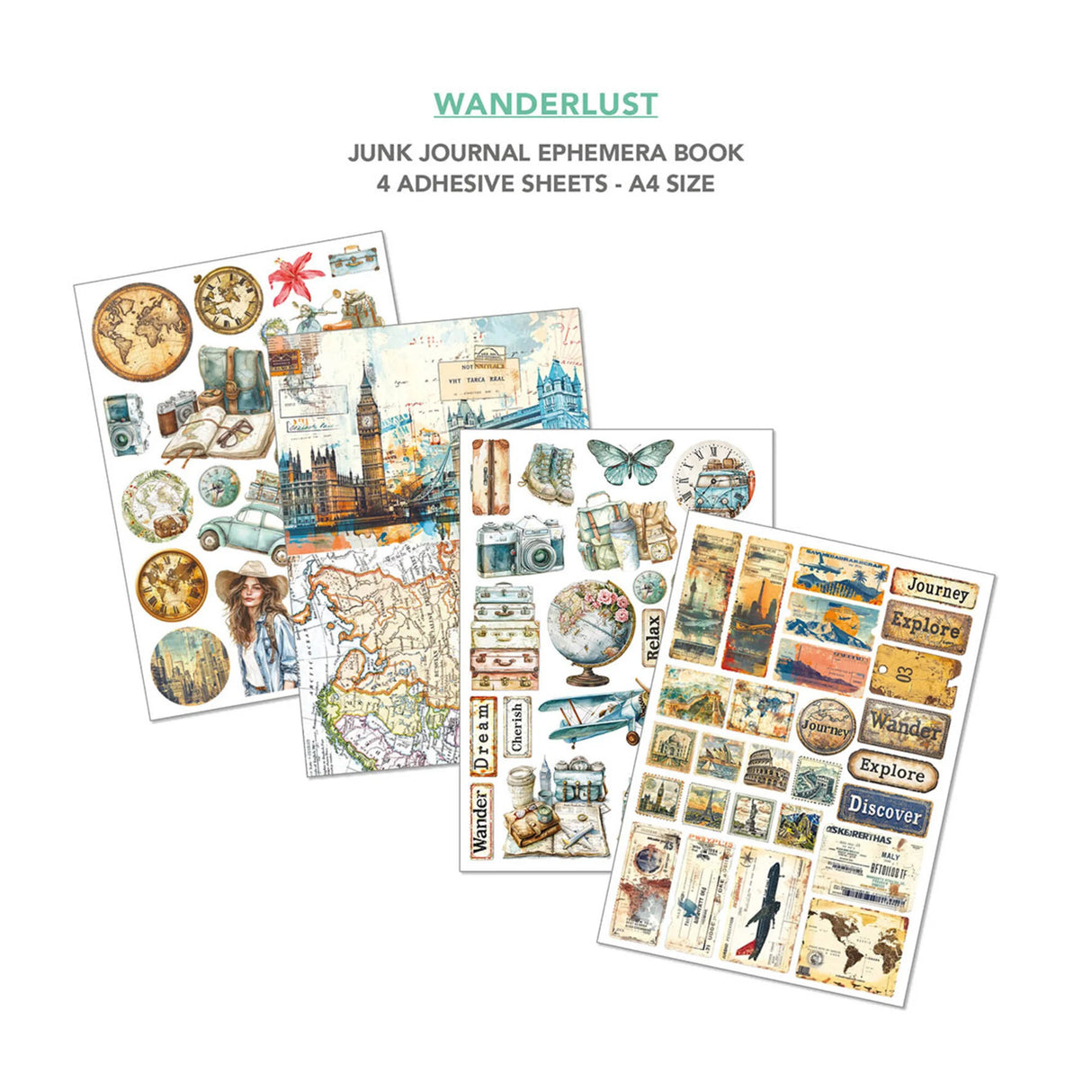 Ciao Bella Wanderlust A4 Junk Journal Ephemera Book (32pcs) (CBB006)