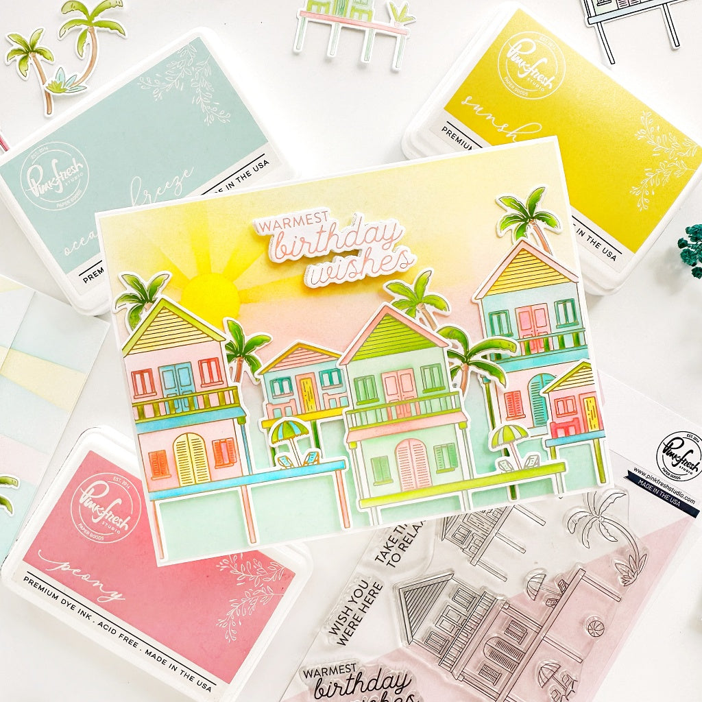 Pinkfresh Studio Coastal Paradise stamp/ Stencil / Die Bundle