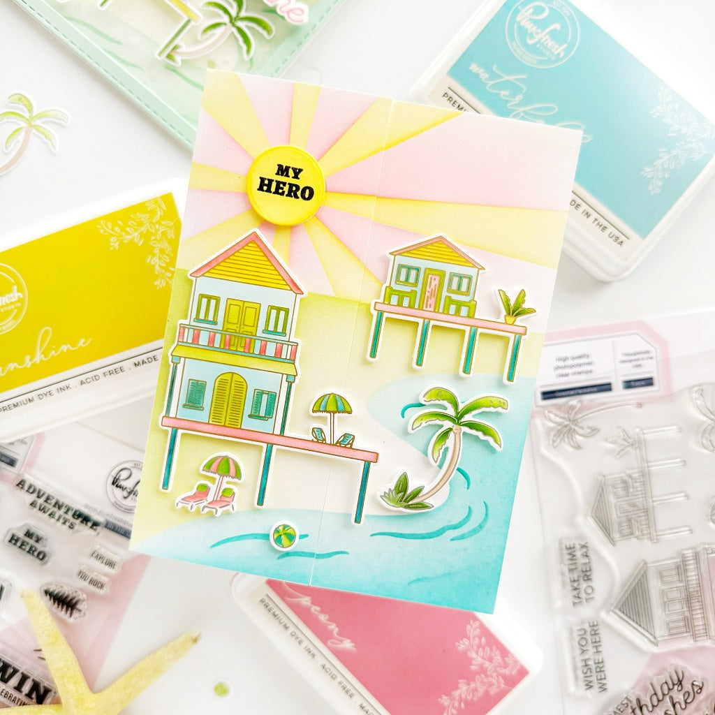Pinkfresh Studio Coastal Paradise stamp/ Stencil / Die Bundle