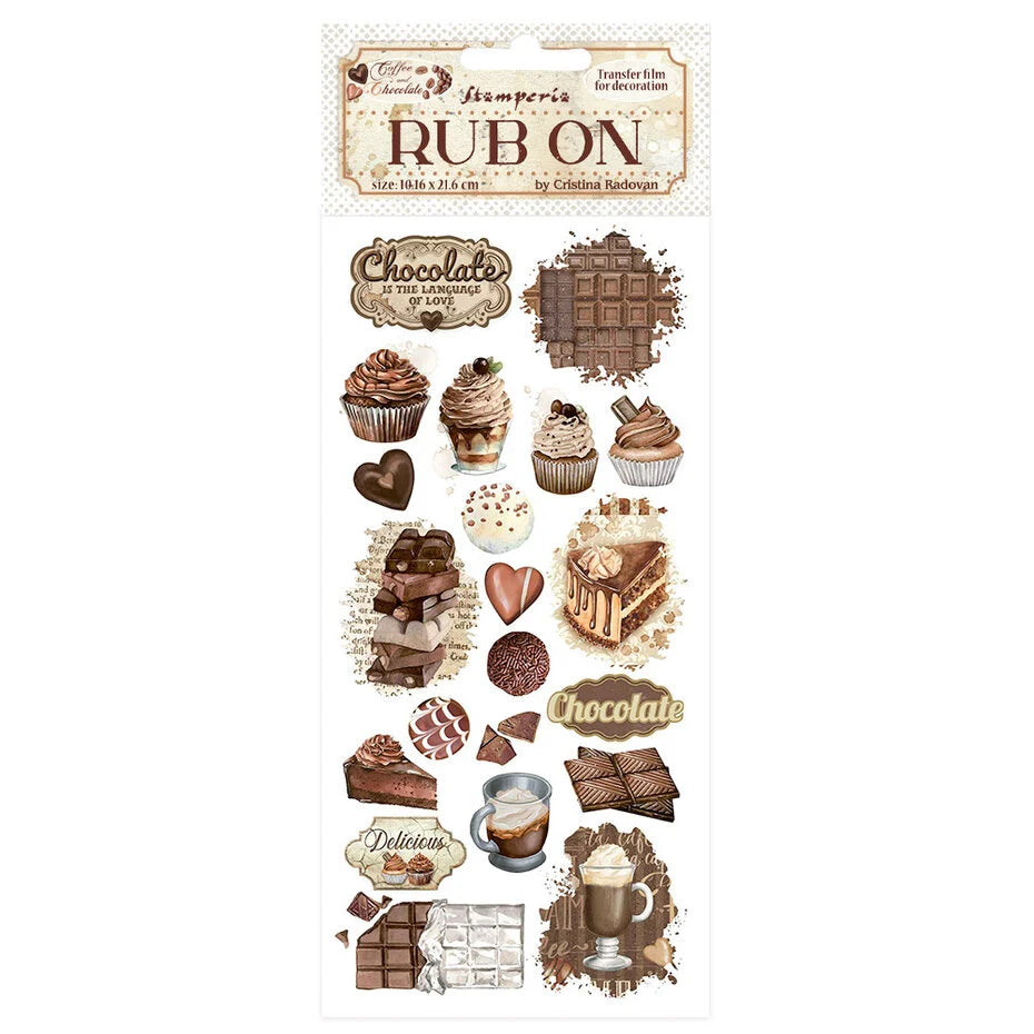 Stamperia Coffee and Chocolate Rub-On 4x8,5 Inch Vintage Sweet Moments (DFLRB194)