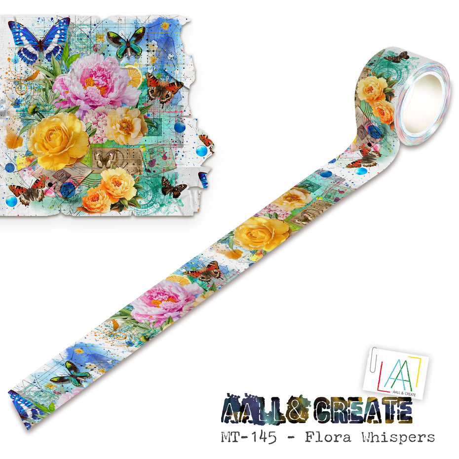 Aall and Create Colourburst Botanicals 25mm 10m Washi Tape Flora Whispers (AALL-MT-145)