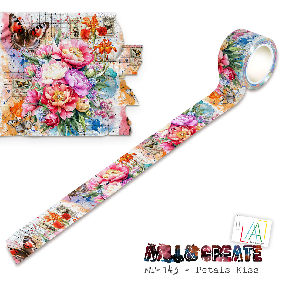 Aall and Create Colourburst Botanicals 25mm 10m Washi Tape Petals Kiss (AALL-MT-143)