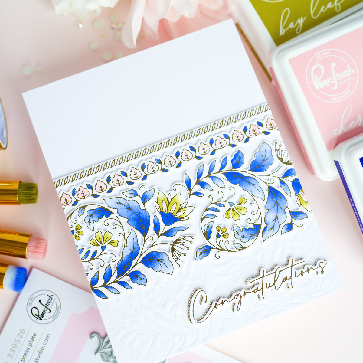 Pinkfresh Studio Cottage Flourish stencil Stamp and Die Bundle