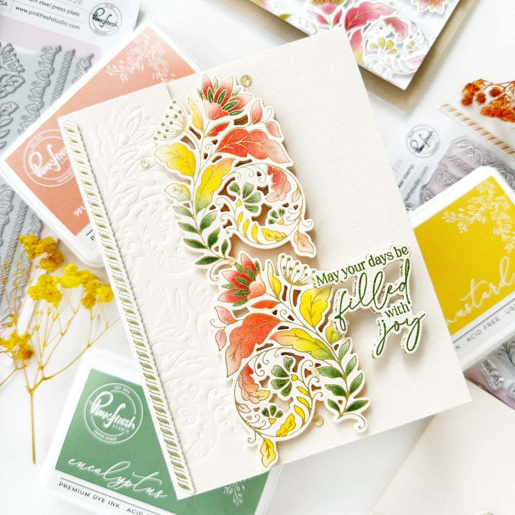 Pinkfresh Studio Cottage Flourish stencil Stamp and Die Bundle