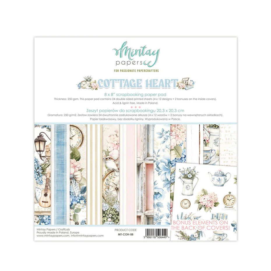 Mintay Cottage Heart 8x8 Inch Scrapbooking Paper Pad (MT-COH-08)