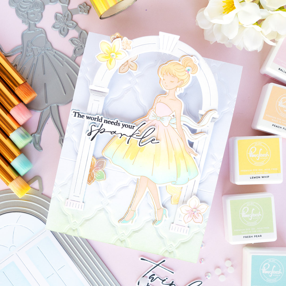 Pinkfresh Studio Couture Grace Stamp, Die & Stencil Bundle