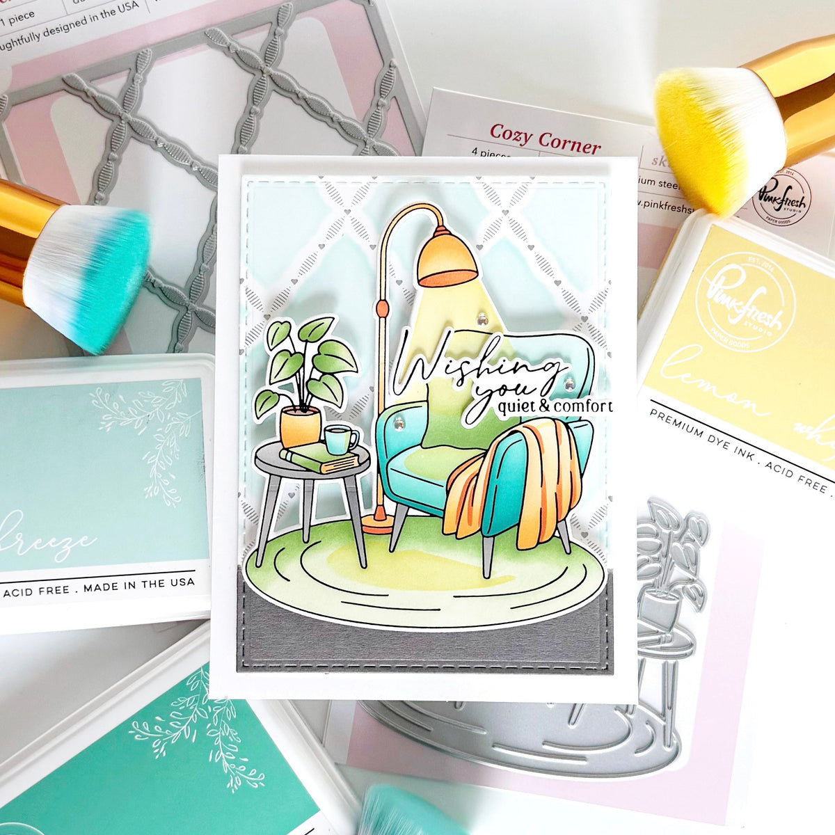 Pinkfresh Studio Cozy Corner Stamp, Die & Stencil Bundle