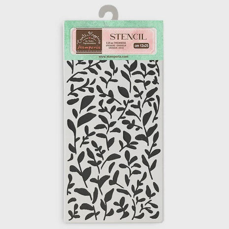 Stamperia Thick stencil cm 12X25 - Create Happiness Secret Diary leaves pattern