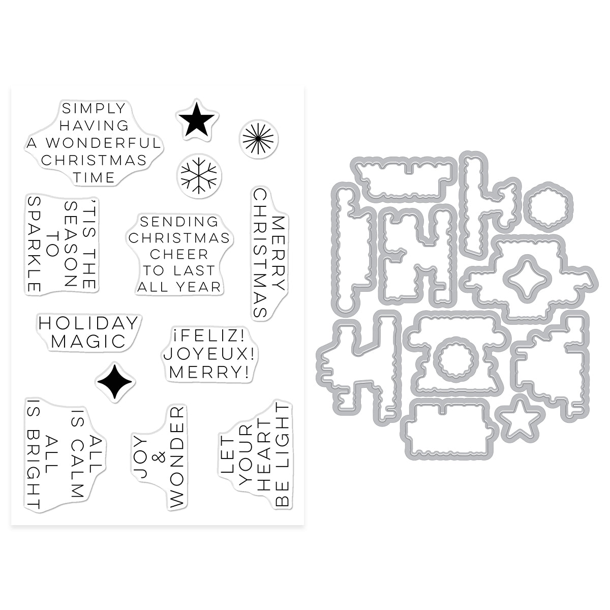 Hero Arts Modern Holiday Greetings Stamp & Cut Set from the Very Merry Collection